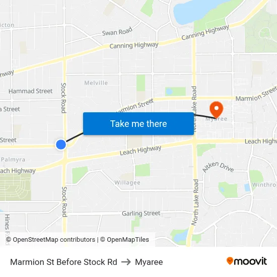 Marmion St Before Stock Rd to Myaree map