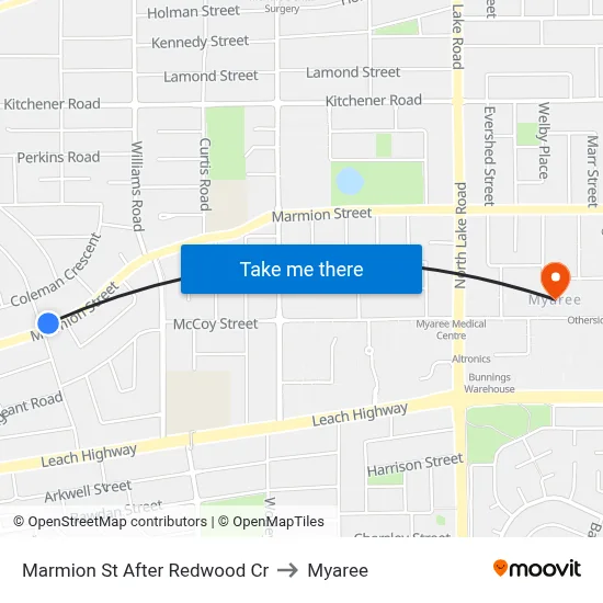 Marmion St After Redwood Cr to Myaree map