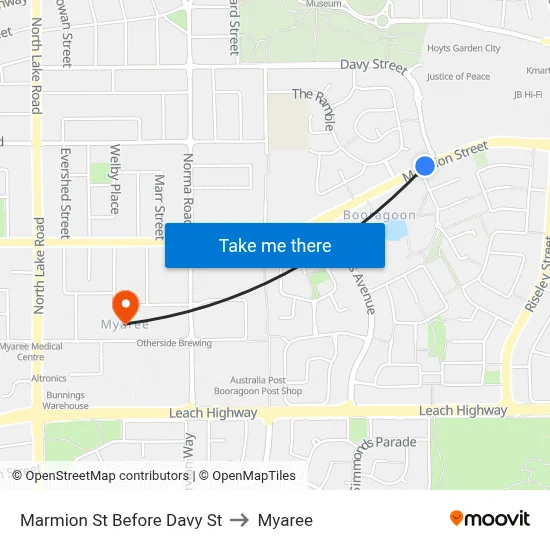 Marmion St Before Davy St to Myaree map