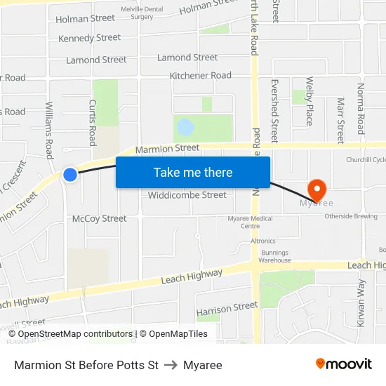 Marmion St Before Potts St to Myaree map