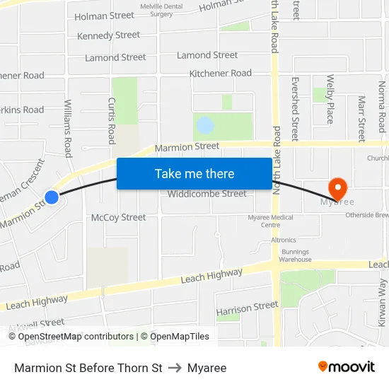 Marmion St Before Thorn St to Myaree map