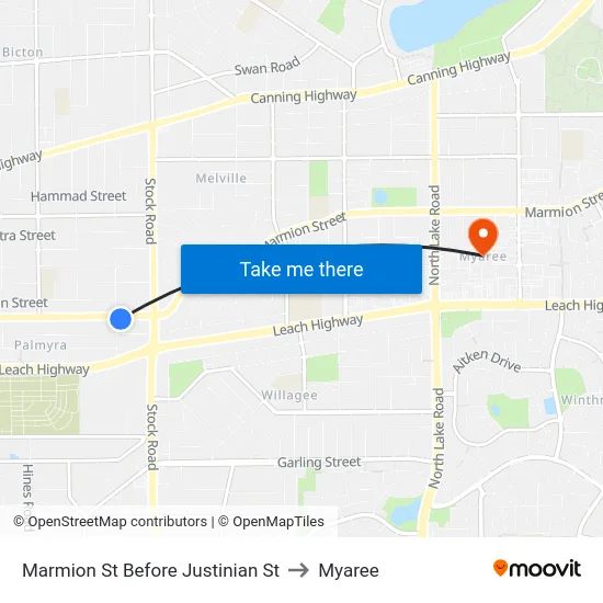Marmion St Before Justinian St to Myaree map