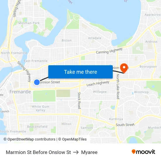 Marmion St Before Onslow St to Myaree map
