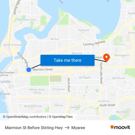 Marmion St Before Stirling Hwy to Myaree map