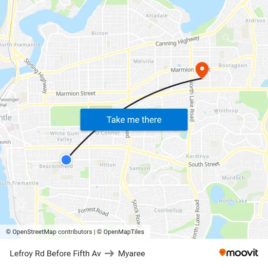 Lefroy Rd Before Fifth Av to Myaree map