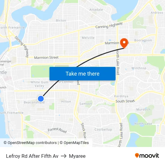 Lefroy Rd After Fifth Av to Myaree map