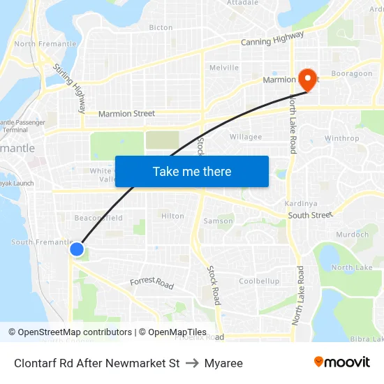 Clontarf Rd After Newmarket St to Myaree map