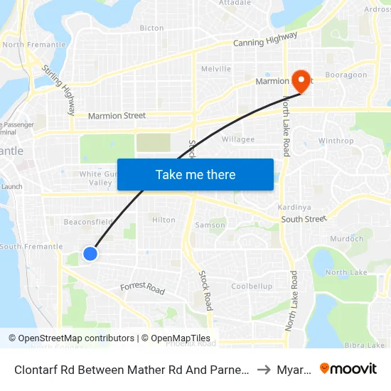 Clontarf Rd Between Mather Rd And Parnell Rd to Myaree map