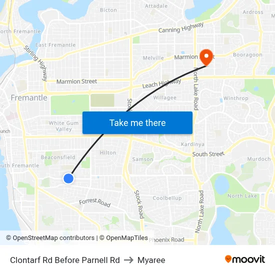 Clontarf Rd Before Parnell Rd to Myaree map