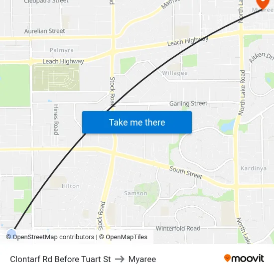 Clontarf Rd Before Tuart St to Myaree map