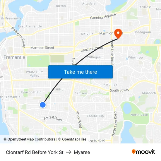Clontarf Rd Before York St to Myaree map