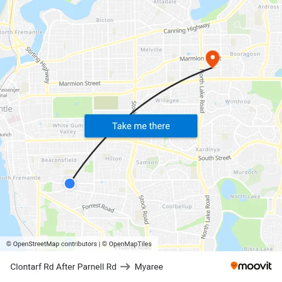 Clontarf Rd After Parnell Rd to Myaree map