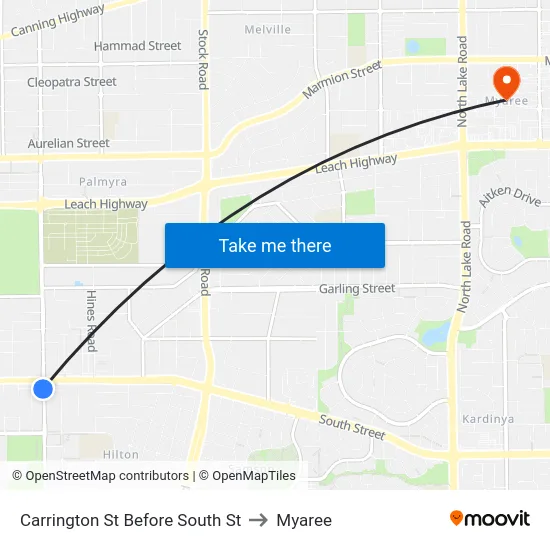 Carrington St Before South St to Myaree map