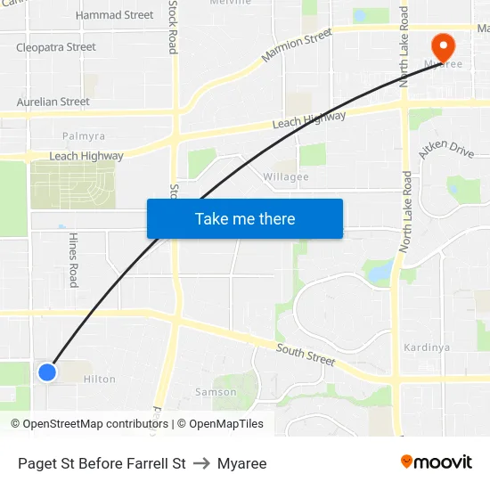 Paget St Before Farrell St to Myaree map