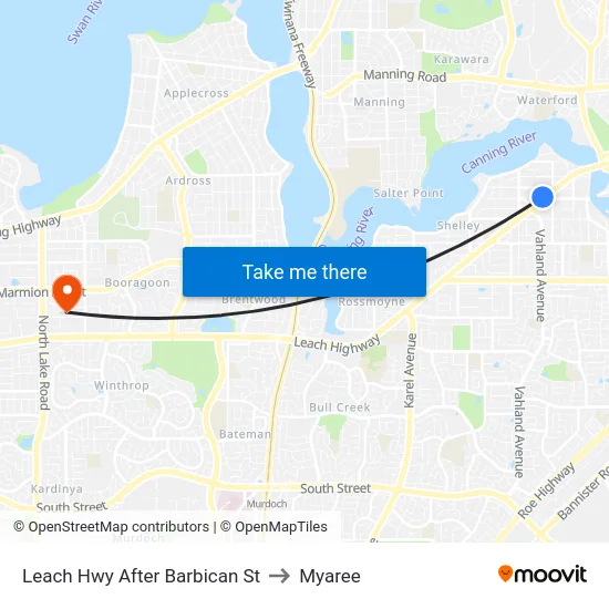 Leach Hwy After Barbican St to Myaree map