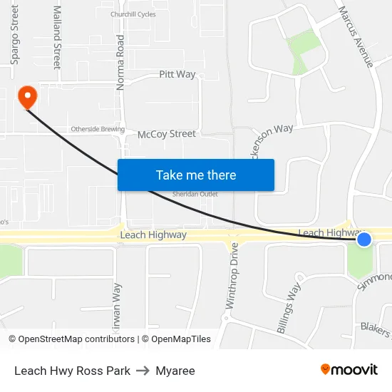 Leach Hwy Ross Park to Myaree map