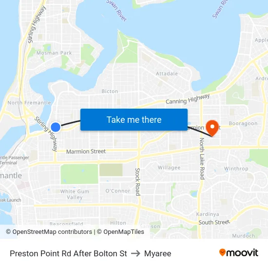 Preston Point Rd After Bolton St to Myaree map