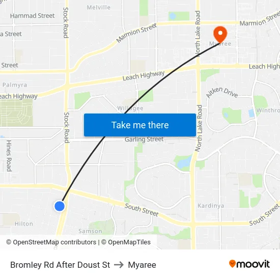Bromley Rd After Doust St to Myaree map