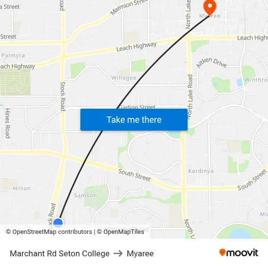 Marchant Rd Seton College to Myaree map