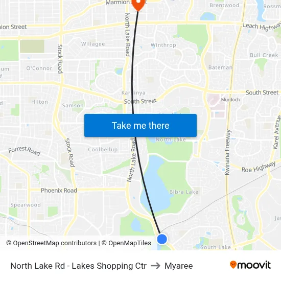 North Lake Rd - Lakes Shopping Ctr to Myaree map