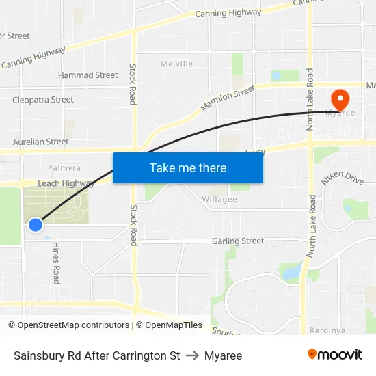 Sainsbury Rd After Carrington St to Myaree map