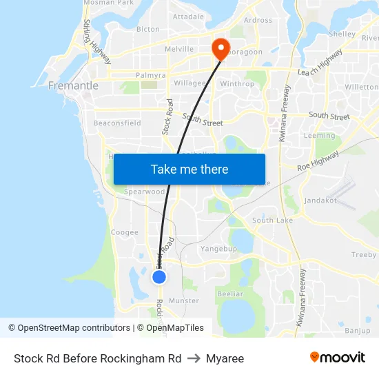 Stock Rd Before Rockingham Rd to Myaree map