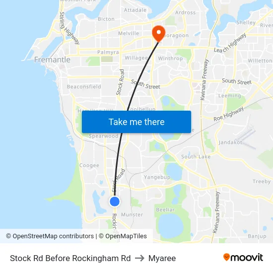 Stock Rd Before Rockingham Rd to Myaree map