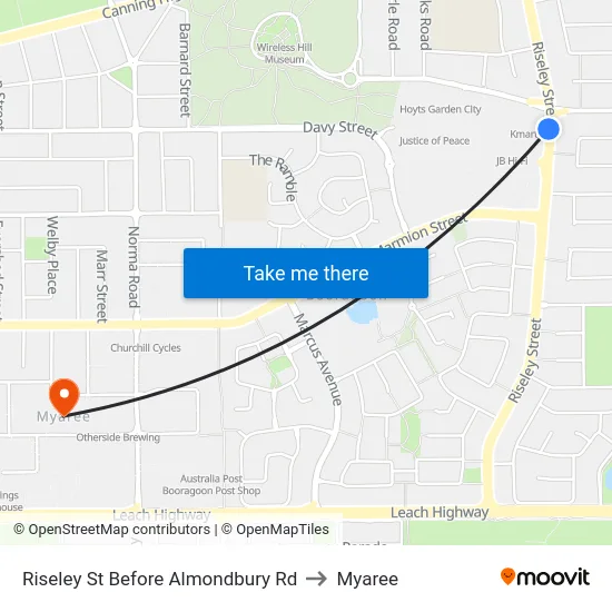 Riseley St Before Almondbury Rd to Myaree map