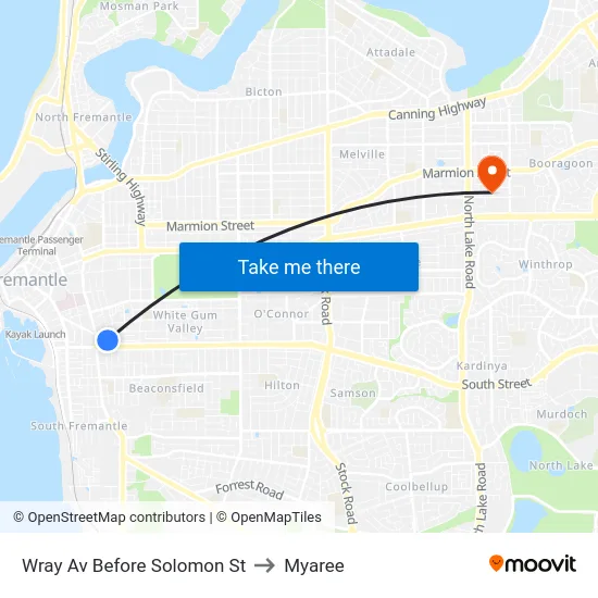Wray Av Before Solomon St to Myaree map