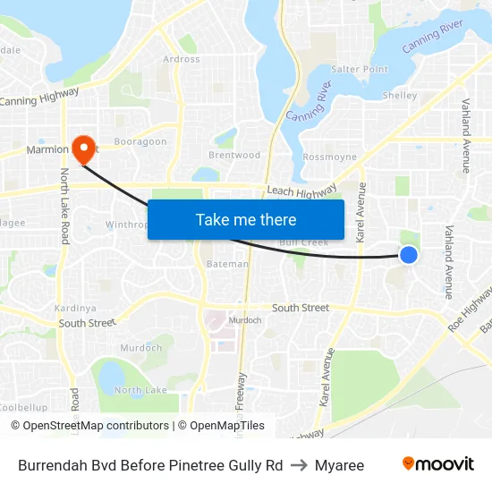 Burrendah Bvd Before Pinetree Gully Rd to Myaree map