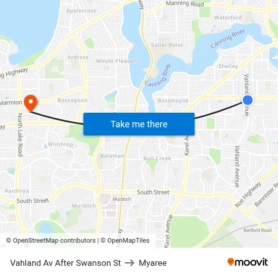 Vahland Av After Swanson St to Myaree map