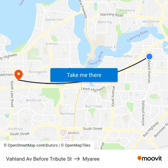 Vahland Av Before Tribute St to Myaree map