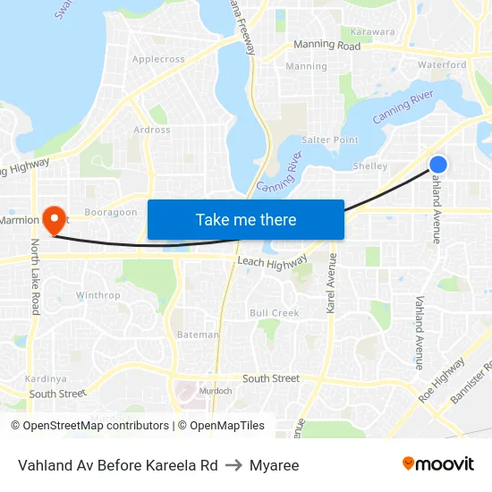 Vahland Av Before Kareela Rd to Myaree map