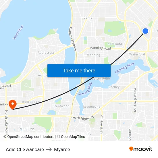 Adie Ct Swancare to Myaree map
