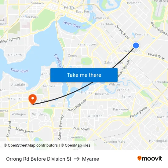 Orrong Rd Before Division St to Myaree map