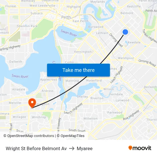 Wright St Before Belmont Av to Myaree map