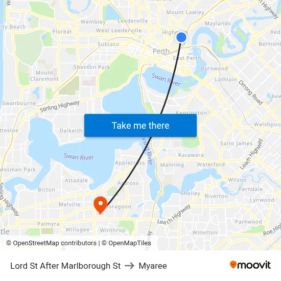 Lord St After Marlborough St to Myaree map