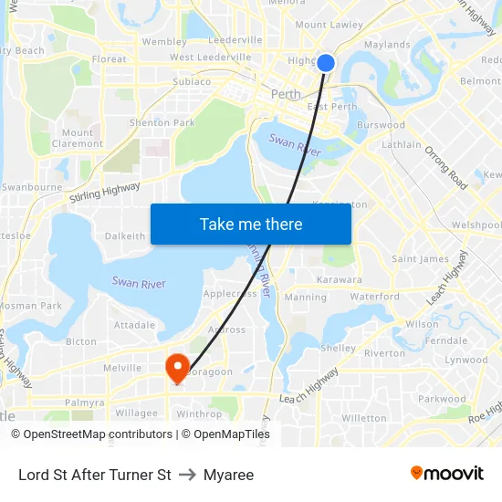 Lord St After Turner St to Myaree map
