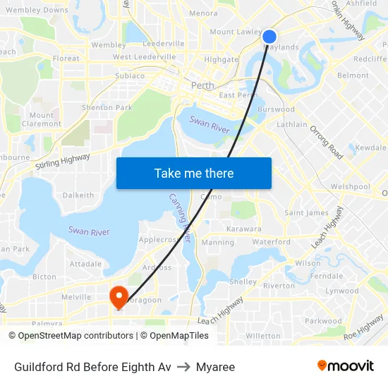 Guildford Rd Before Eighth Av to Myaree map