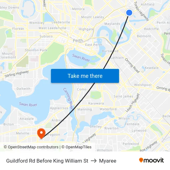 Guildford Rd Before King William St to Myaree map