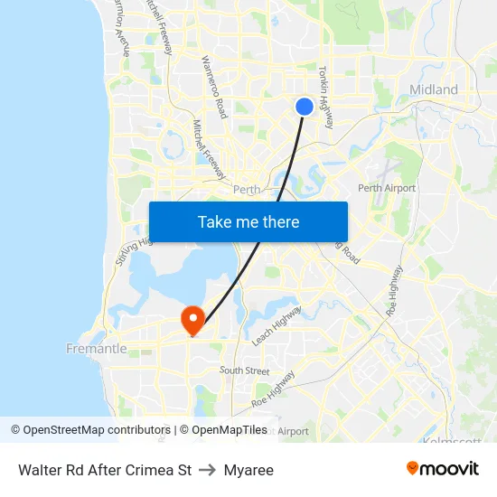 Walter Rd After Crimea St to Myaree map