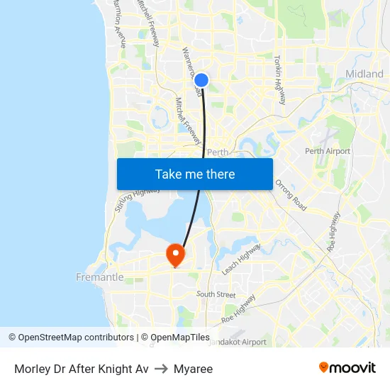 Morley Dr After Knight Av to Myaree map