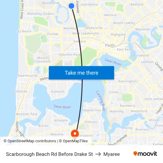 Scarborough Beach Rd Before Drake St to Myaree map