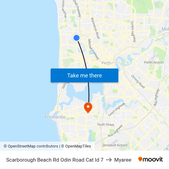 Scarborough Beach Rd Odin Road Cat Id 7 to Myaree map