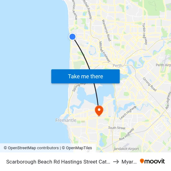 Scarborough Beach Rd Hastings Street Cat Id 19 to Myaree map