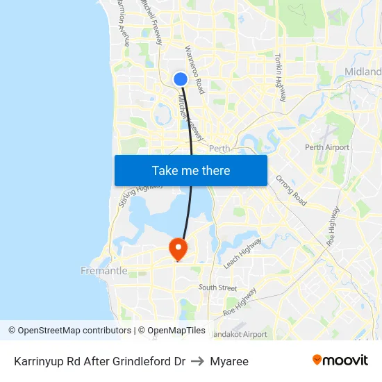 Karrinyup Rd After Grindleford Dr to Myaree map