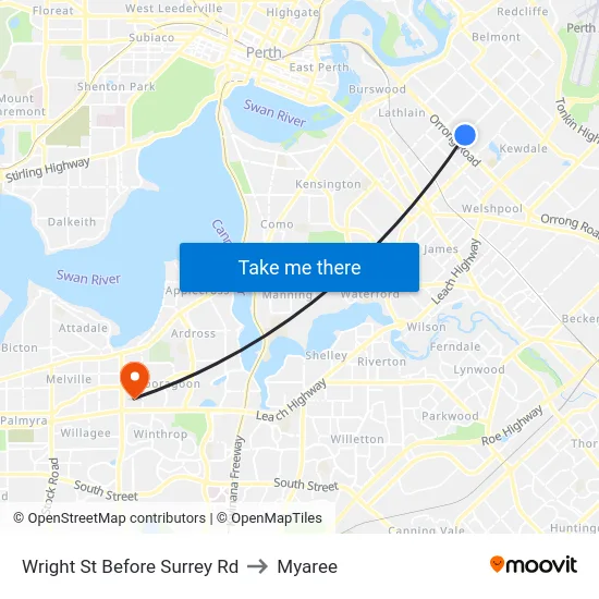 Wright St Before Surrey Rd to Myaree map