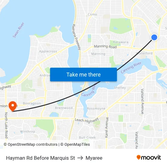 Hayman Rd Before Marquis St to Myaree map