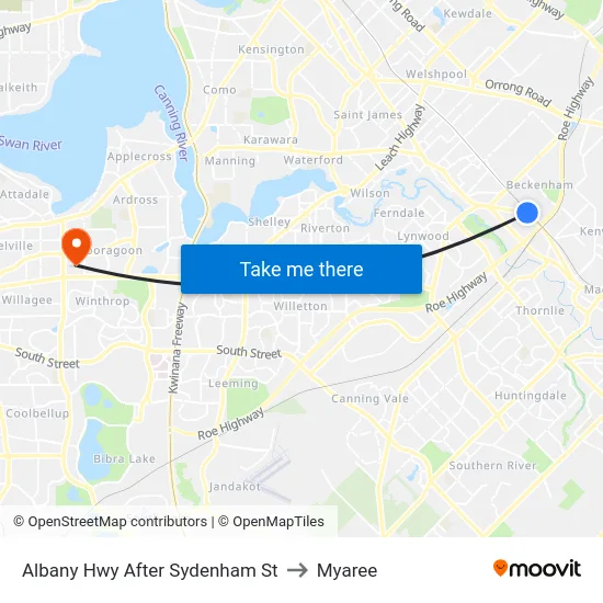 Albany Hwy After Sydenham St to Myaree map