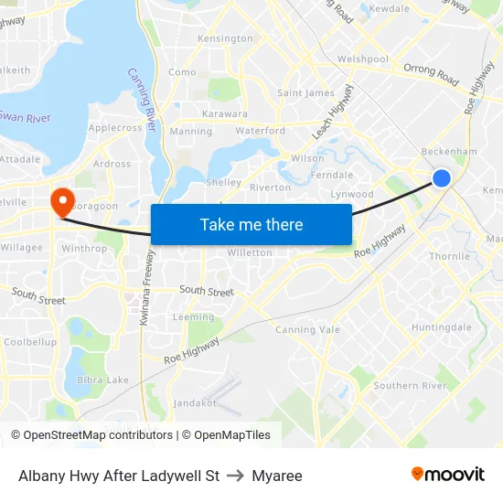 Albany Hwy After Ladywell St to Myaree map